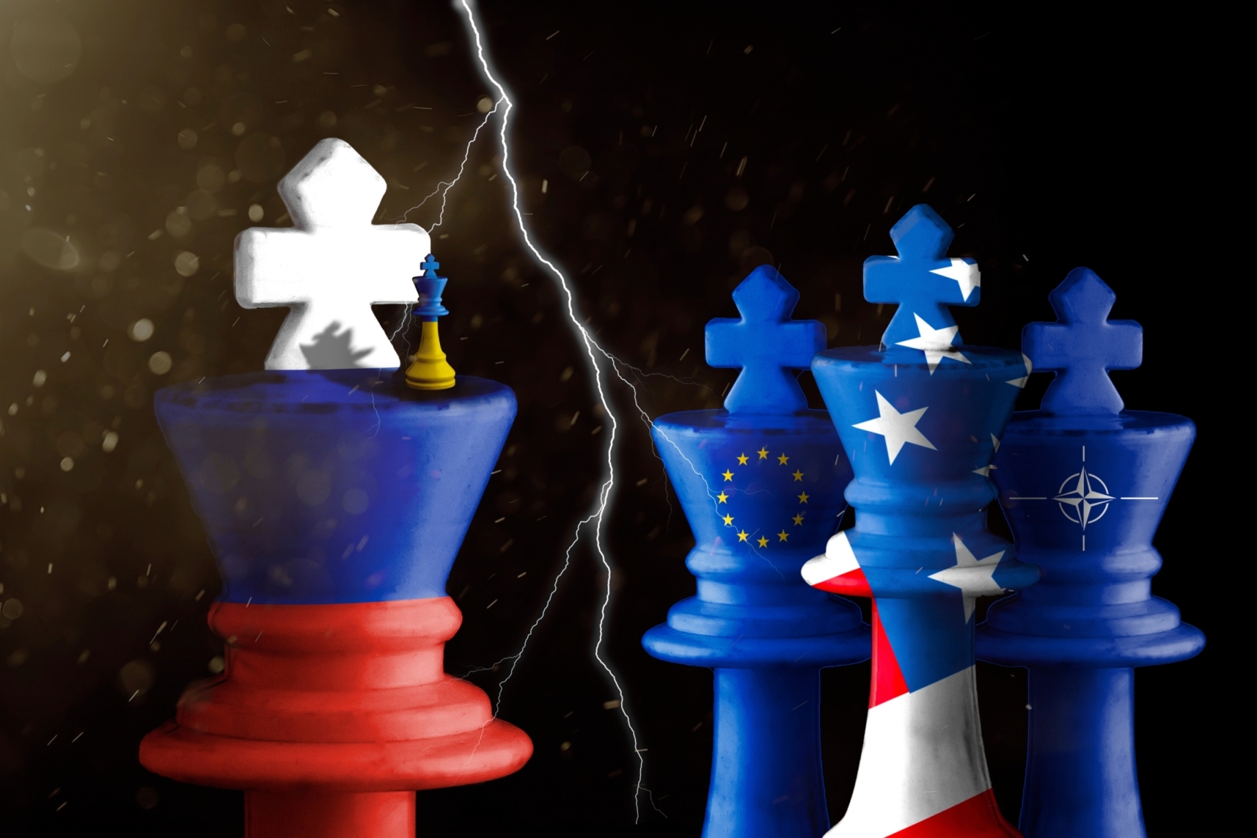 Russian, Ukrainian, EU and NATO Chess-figures