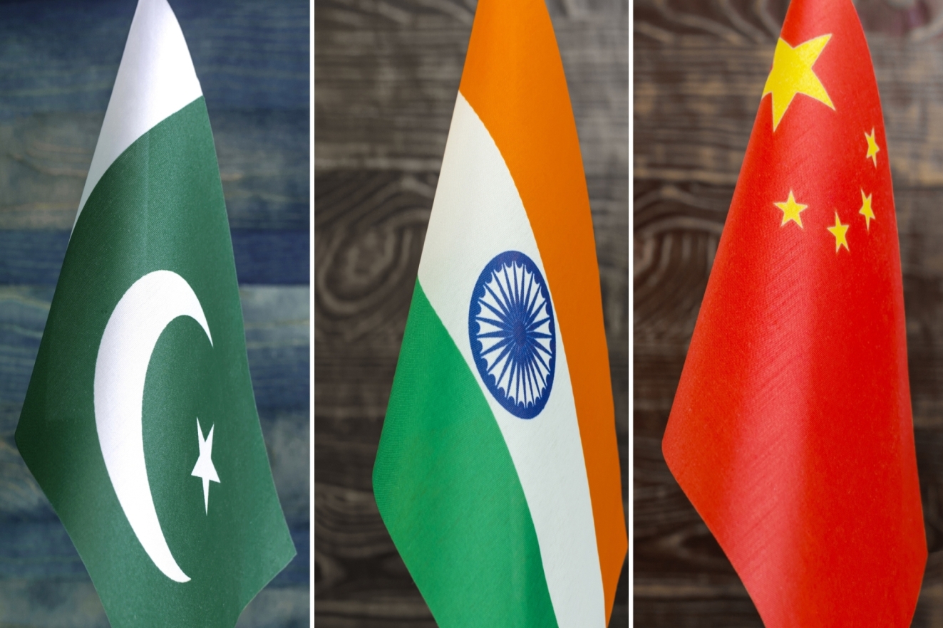 Flags of Pakistan, India and the PR of China