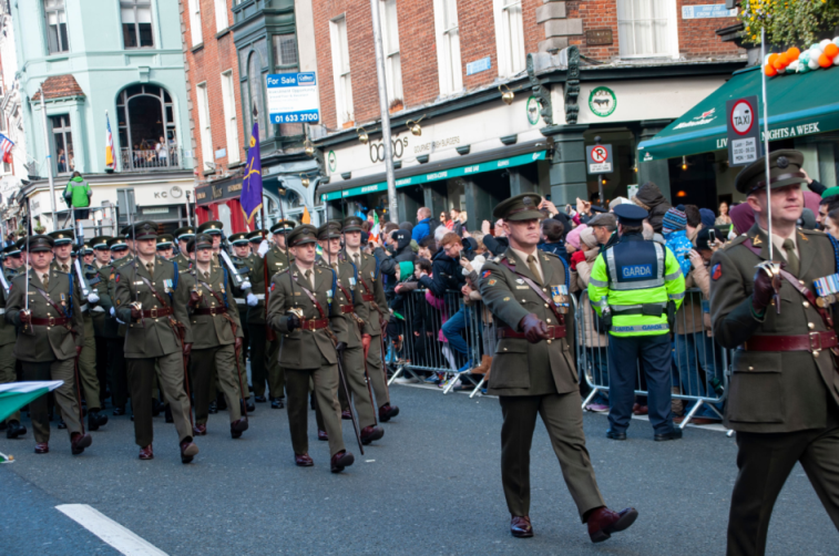 Irish Army Parading