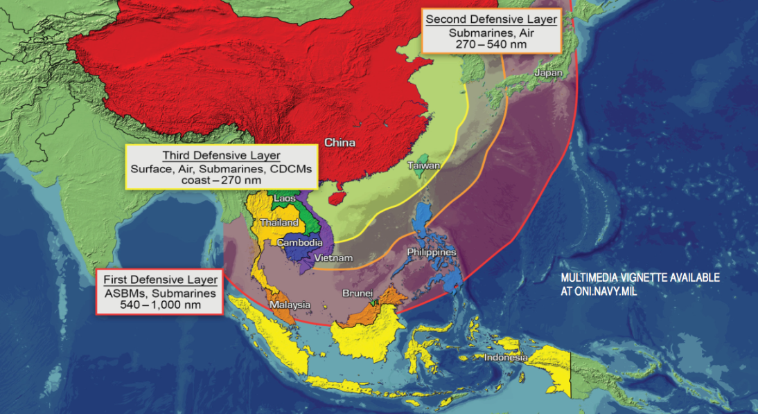 China’s A2/AD bubble in the South China Sea and the Pacific Ocean