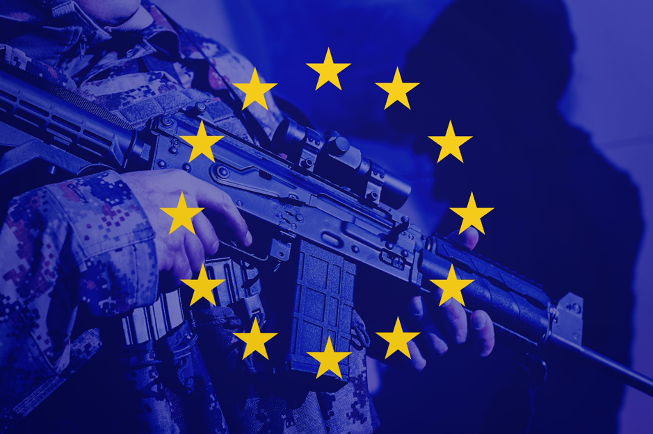 EU flag and soldier