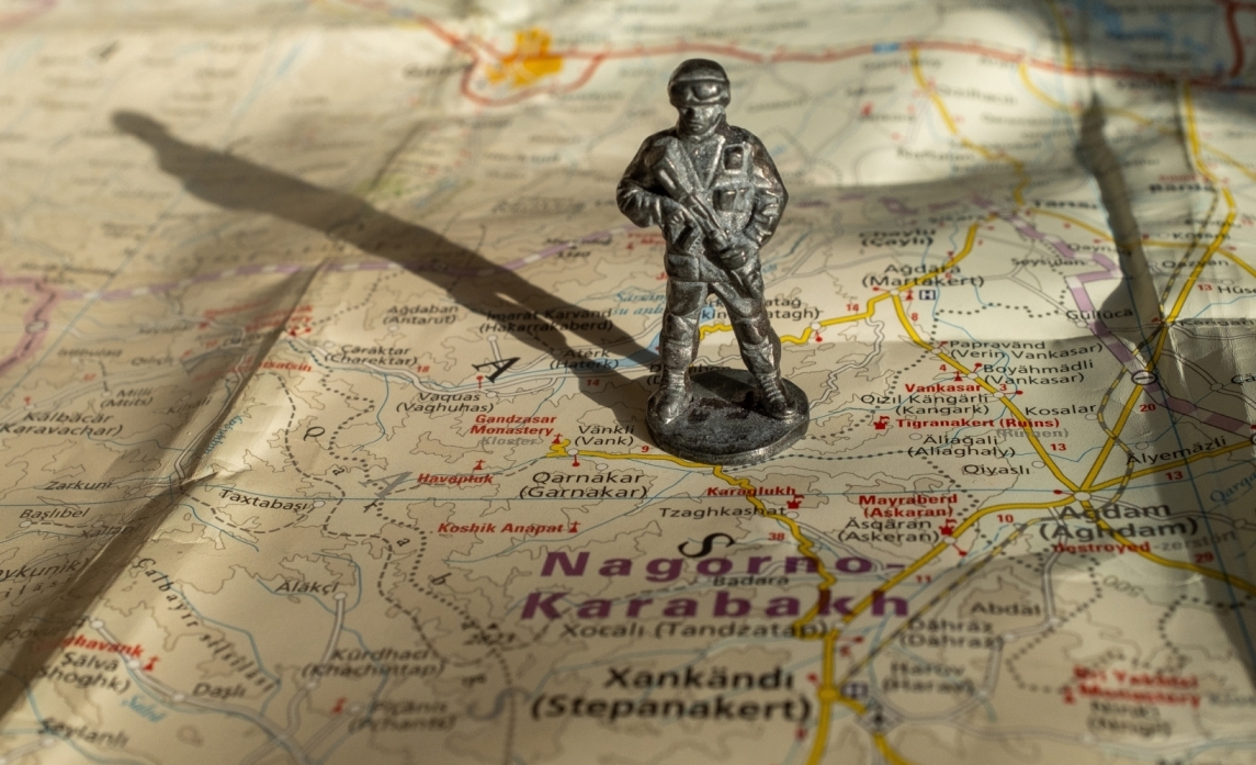 Soldier on a Nagorno Karabakh Map