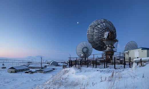 photo of a Russian radar station in snowy conditions