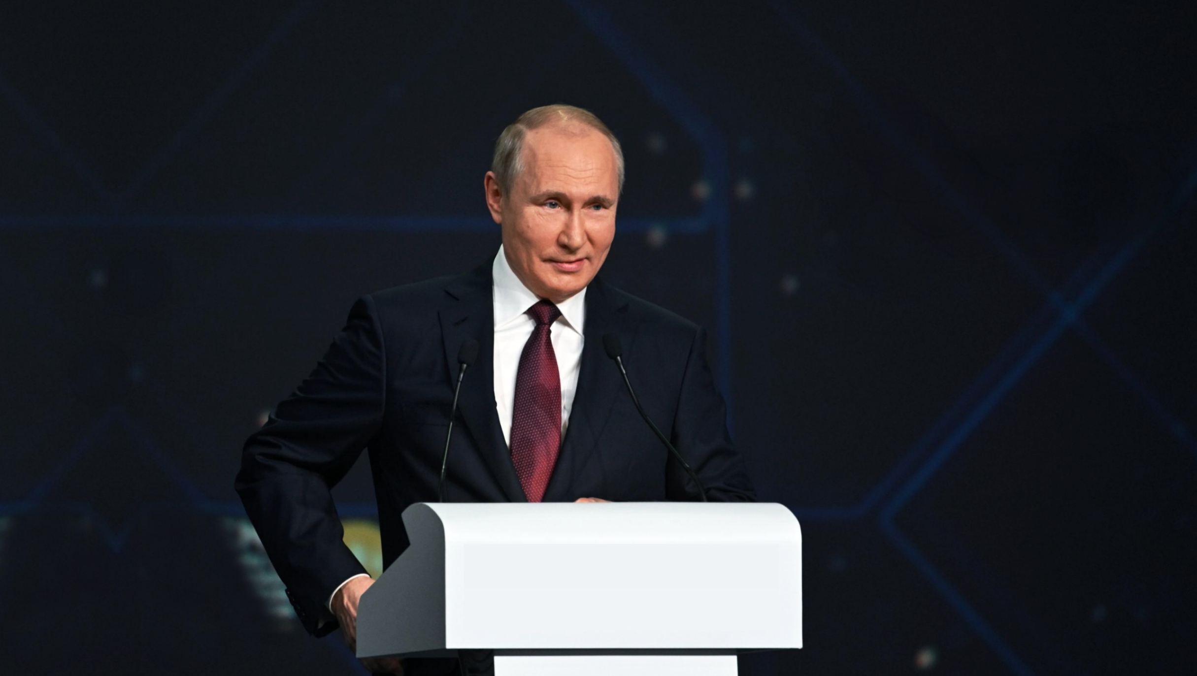 Vladimir Putin Holding a Speech