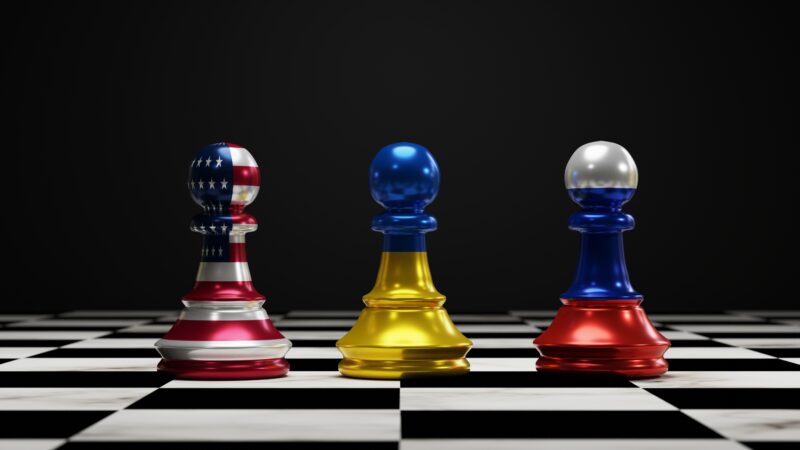 Chess Board USA, Russia and Ukraine