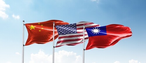 Flags of PRC, USA and Taiwan