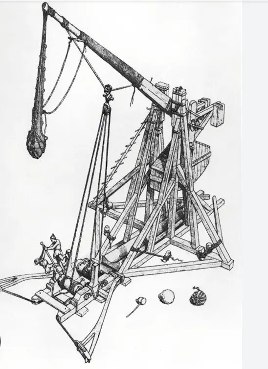 The "trebuchet" catapult; https://www.britannica.com/technology/trebuchet.