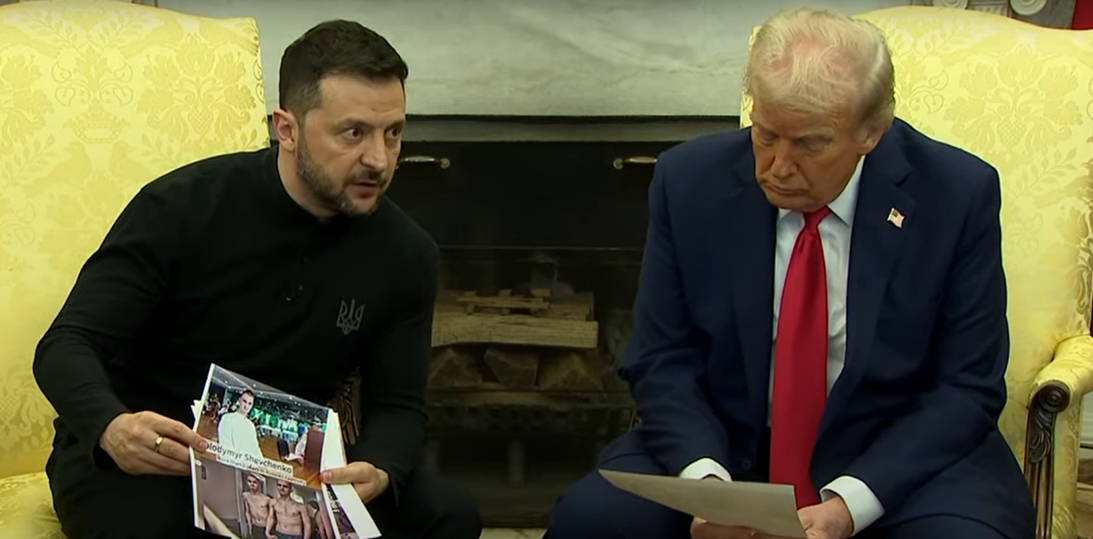 Volodymyr Zelenskyy shows photos of prisoners of war; C-SPAN “Full Meeting between President Trump, VP Vance and Ukrainian President Zelenskyy in Oval Office,” March 01, 2025.